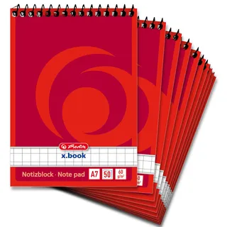 Herlitz Notizblock x.book A7 kariert Rot