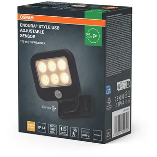 LED Akku Wandspot Sensor Außen OSRAM 3000 k IP44 H:13.8 cm spot schwenkbar