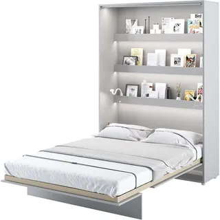 Furniture24 Schrankbett Bed Concept, Wandklappbett mit Lattenrost, V-Bett, Wandbett Bettschrank Schrank mit integriertem Klappbett Funktionsbett BC-01, 140 x 200 cm, Grau/Grau, Vertical - Grau