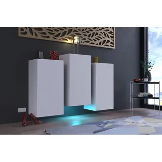 Furnitech K8 Modernes Wohnzimmer, Kommode, Schrank, Sideboard, Schlafzimmer, Esszimmer, Wohnzimmermöbel Matt (LED blau, K8-18M-W2)