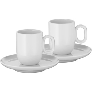 WMF Barista Tassen Set 4-teilig, zwei Kaffeetassen 60 ml mit Untertassen für Espresso, Porzellan, Kaffeeglas, Espressotassen, Kaffeebecher, spülmaschinengeeignet