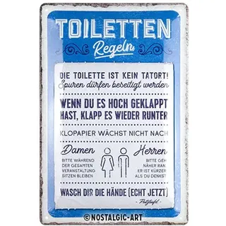 Nostalgic-Art Blechschild, 20 x 30 cm, Toiletten-Regeln – Geschenk-Idee für die Toilette, aus Metall, Gäste WC Deko im Vintage Design mit Spruch, Blechschilder Sprüche