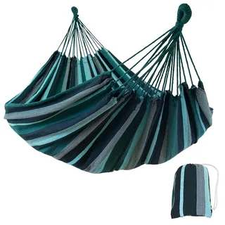 yourGEAR Cebu - XXL Hängematte 220 x 160 cm | Smaragd (Grün) oder Aqua (Blau) | bis 300 kg | Baumwolle | Tuchhängematte 2 Personen| Packtasche [Smaragd]