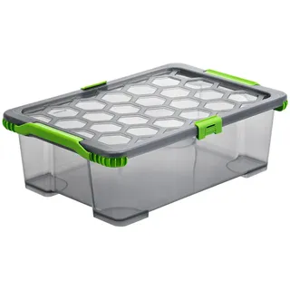 Rotho Box MIT Deckel , Grün, Anthrazit , Kunststoff , 39.5x18.5x59 cm , DIN EN ISO 9001, DIN EN ISO 14001, Reach , Deckel abnehmbar , Ordnen & Aufbewahren, Dekoboxen & Aufbewahrungsboxen