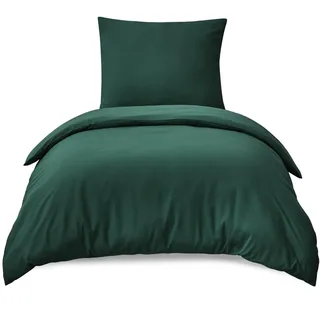 RUIKASI Bettwäsche 155x220 2teilig Grün - Dunkelgrün Mikrofaser Bettwäsche-Sets Oeko-TEX, Bettbezüge 155 x 220cm + Kissenbezüge 80x80cm mit Reißverschluss, Weich und Bügelfrei