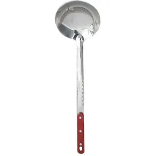 Schaumlöffel 43 cm aus Edelstahl mit Holzgriff | Schaumkelle / Schumowka für Kasan, Kazan, Utschak & Plow | Extra langer Kochlöffel - Silber, Braun