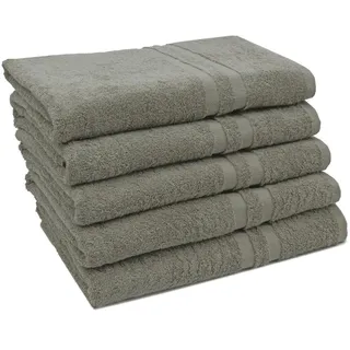 Zollner Duschtücher, 5er-Set, 70x140 cm, 100% Baumwolle, Braun , Taupe , Textil , 70x140 cm , Oeko-Tex® Standard 100 , Heimtextilien, Badtextilien, Duschtücher