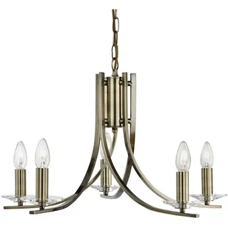 Kronleuchter , Messingfarben , Metall, Glas , 90 cm , höhenverstellbar , Lampen & Leuchten, Leuchtenserien