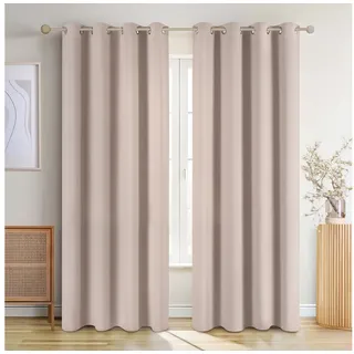 Blumtal Verdunklungsvorhänge 2er Set - Thermovorhang Hitzeschutz - Vorhang Blickdicht mit Ösen - Gardinenschals mit Schlaufen - Curtain - Gardinen 160x132cm - Gardienenschalset 2er - Vorhang Taupe