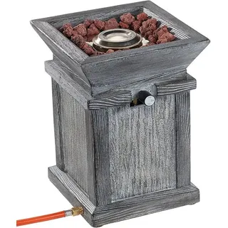 Gaskamin Terrasse: Kompaktes Gas-Heiz- & Dekofeuer für Terrasse und Garten (Gasfeuerstätte Garten, Gasheizer, Feuer) - Grau