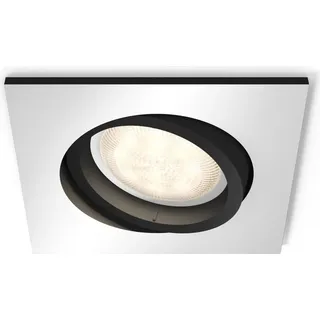 Philips Hue White ambience Milliskin eckiger Einbauspot silber Erweiterung, Intelligenter Einbaustrahler, Bluetooth/Zigbee, Aluminium, LED, Synthetik, GU10 - Silber