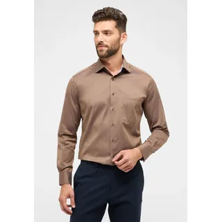 Langarmhemd ETERNA "MODERN FIT", Herren, Gr. 45, Normalgrößen, braun (chestnut), Twill, 100% cotton, tailliert, Manschette, Hemden Langarmhemd, NON IRON (bügelfrei)