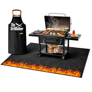 Grillmatte für Gasgrill Bodenschutz 160 x 130 cm | Feuer- und Schmutzabweisend |Grillunterlage Bodenschutzmatte | Grillteppich Outdoor | Grill unterlage Boden | Grillmatte für gasgrill