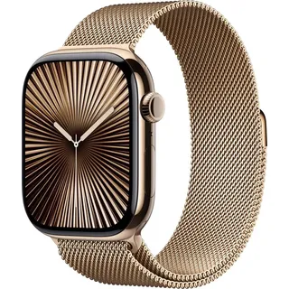 Watch Series 10 GPS + Cellular 46 mm Titangehäuse gold Milanaise Armband gold M/L