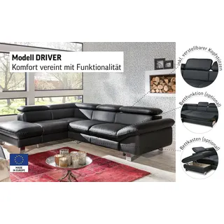 Cotta Ecksofa »Driver L-Form« mit Kopfteilverstellung, wahlweise mit Bettfunktion & Bettkasten, weiß,