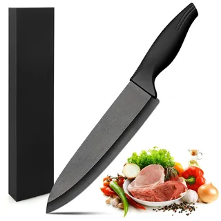 Ballery Keramikmesser, Professionelle Kochmesser 7 Zoll Schälmesser Küchenmesser Chefmesser mit Ergonomischer Griff und Scharfer Klinge für Fleisch, Brot, Obst & Gemüse - Schwarz
