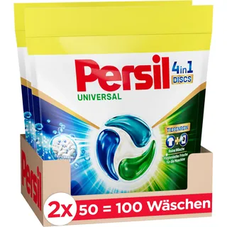 Persil Tiefenrein 4in1 DISCS (100 Waschladungen), Universal Waschmittel mit Tiefenrein-Frische, Vollwaschmittel für reine Wäsche und hygienische Frische für die Maschine