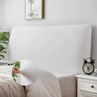 DUJUIKE Bett Kopfteil Bezug, Bettkopfteil Hussen, Weicher Strecken Samtstoff Staubdicht, Staubdichte Schutzhülle für gepolsterte Schlafzimmer Kopfteil (Weiss, 150-170 cm(Queen))