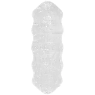 andiamo Teppich Lambskin - Kunstfell - flauschiger Teppich Schlafzimmer - geeignet als Bettvorleger Schlafzimmer oder als Fellteppich Wohnzimmer - Lammfellimitat pflegeleicht 55 x 160 cm weiß