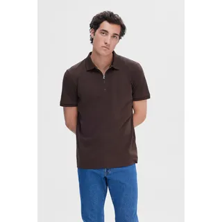 SELECTED HOMME Poloshirt »SLHFAVE ZIP SS POLO NOOS«, braun