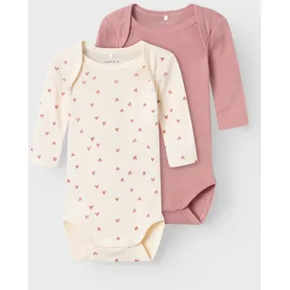 NAME IT Baby - Mädchen Nbfbody 2P LS BUTTERCREAM HEARTS Noos, Buttercream, 86