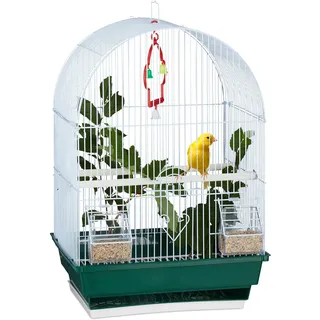 Relaxdays Vogelkäfig Klein 49,5 x 34,5 x 28 cm weiß/grün