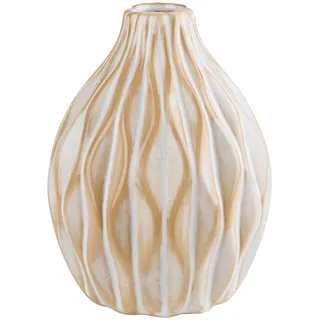 Vase , Beige , Keramik , 15 cm , zum Stellen, auch für frische Blumen geeignet , Dekoration, Vasen, Keramikvasen