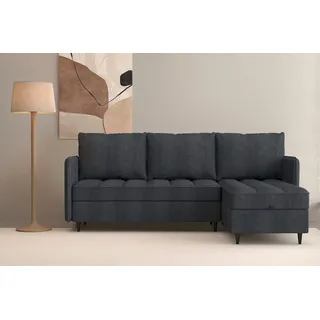 dorel home Ecksofa LINDHUS, L-Form, verschiedene Stellvarianten, Modulsofa, Recamiere, Stauraum, Cord und Chenille-Bezug grau