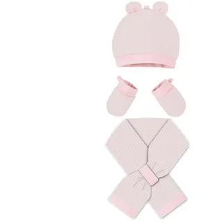 MacBeen Unisex Kinder Handschuhe, Mütze und Schal für Neugeborene von 0 bis 6 Monaten Farbe Rosa Winter-Zubehör-Set, S