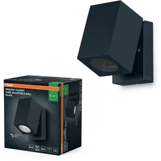Osram ENDURA Classic Cube ADJ WALL Außen-Wandleuchte, schwarz, GU10-Sockel (max 35W), kann mit einfacher oder smarter Lampe bestückt werden, ausrichtbarer Leuchtenkopf, Schutzklasse IP44