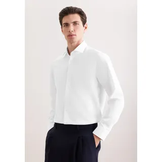 Businesshemd SEIDENSTICKER "Schwarze Rose", Herren, Gr. L41, normale Ärmellängen, weiß, 93% Polyester, 7% Elasthan, unifarben, regular fit, 2-Knopf-Manschette, Hemden Businesshemd, Regular 1/1 Kentkragen Uni