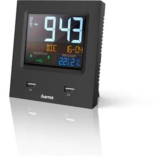 Hama "Dual-USB" Radio Alarm Clock with LED Colour Display and USB Charg. Func.