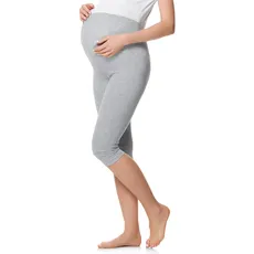 Be Mammy 3/4 Umstandsleggings Kurz aus Baumwolle bequeme und blickdichte Schwangerschaftsleggings Umstandsmode BE20-229 (Melange, XL)