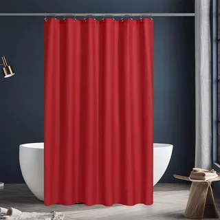 N&Y HOME Stoff-Duschvorhang oder Einsatz mit Magneten – Hotelqualität roter Duschvorhang für Badezimmer, maschinenwaschbar, wasserabweisend – rot, 183 x 183 cm