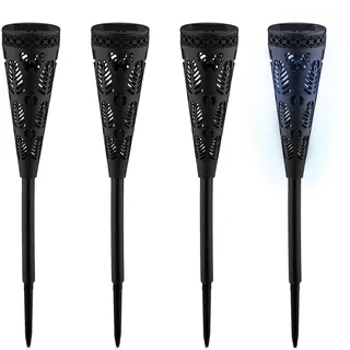 Relaxdays Solarleuchte Kunststoff H 41 cm D 7 cm 4er Set schwarz