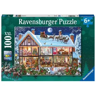 Ravensburger Kinderpuzzle - 12996 Weihnachten zu Hause - Weihnachtspuzzle für Kinder ab 6 Jahren, mit 100 Teilen im XXL-Format