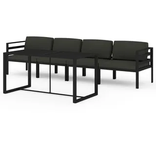 5-tlg. Garten-Lounge-Set mit Kissen Aluminium Anthrazit - Grau