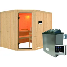 Bild Sauna Malin Eckeinstieg, 9 kW Ofen externe Steuerung Easy, Glastür