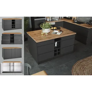 kochstation Unterschrank Kücheninsel KS-Bruneck 153 x 100 x 86 cm Grau