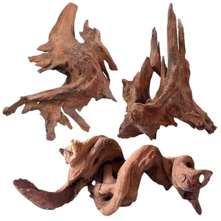 Jorewood Natürliches Aquarium-Treibholz für Aquarien und Reptilien-Terrarien – sichere Aquarium-Dekorationen, einzigartige gedrehte Zweige, 3-teilig, 17,8-27,9 cm, geringe Tannin, leicht zu sinken
