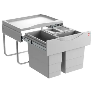 Hailo Tandem 3-fach Mülleimer Küche Einbau 50-60cm Schrank Vollauszug - Grau