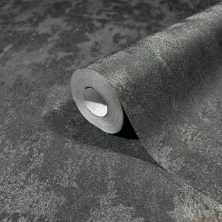 Marburg Vliestapete Uni Metalloptik Glänzend Modern 10,05 m x 0,53 m Schwarz