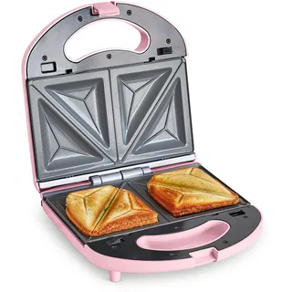 GREENCHEF Electric Sandwichmaker, PFAS-freie Gesunde Keramik-Antihaft, Panini, Sandwichtoasts, Grill, Leicht zu Reinigende Grillplatten, Dual Kochen, Kompakt, LED & Verschließbarer Deckel, Rosa