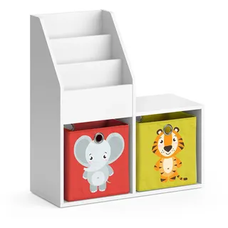 Vicco Kinderregal Luigi Weiß 72 x 79 cm Mini, mit 2 Faltboxen opt.2 , Weiß, Dunkelorange , Holzwerkstoff , 5 Fächer , Rechteckig , 30.9x79x72 cm , Babymöbel & Kindermöbel, Babyzimmer, Babyregale & Kinderregale