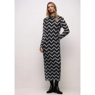 Midikleid STREET ONE, Damen, Gr. 46, N-Gr, schwarz, Web, Obermaterial: 95% Polyester, 5% Elasthan. Futter: 100% Viskose, gemustert, bequem 7/8-Länge, Rundhals, Kleider Midikleid, mit grafischem Muster