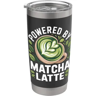 Angetrieben von Matcha Latte mit Blattkunst Doppelwandiger Edelstahl-Thermobecher