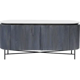 Kare Design Sideboard Glenn, Schwarz/Grau, TV-Board, Marmor Deckplatte, Massivholz, Stahlgestell, Wohnzimmer, Schlafzimmer, 75x161x47 cm