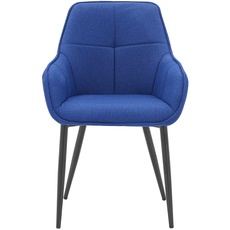 Bild von Möbilia® Stuhl mit gestepptem Rücken blau, Gestell schwarz, 55x46x86 cm