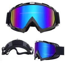 E-Soul Motorrad Goggle Motocross Wind Staubschutz Fliegerbrille Snowboardbrille Schneebrille Skibrille Wintersport Brille Für Damen Und Herren Jungen Und Mädchen (Black Multicolor)