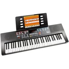 Rockjam RJ640 61 Tastaturklavier mit Notenständer, Klaviernotenaufklebern und einfach Klavierunterricht Schwarz Elektronisches Keyboard